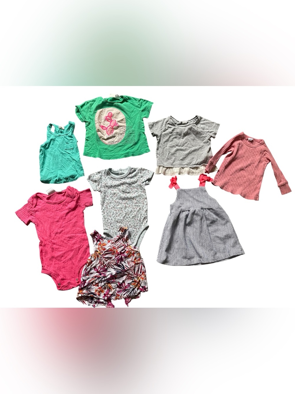 Toddler Girl 8 Piece Clothing Bundle 12-18M Dress Bodysuits Tops Floral Summer